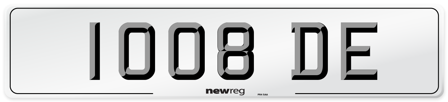 1008 DE Number Plate from New Reg